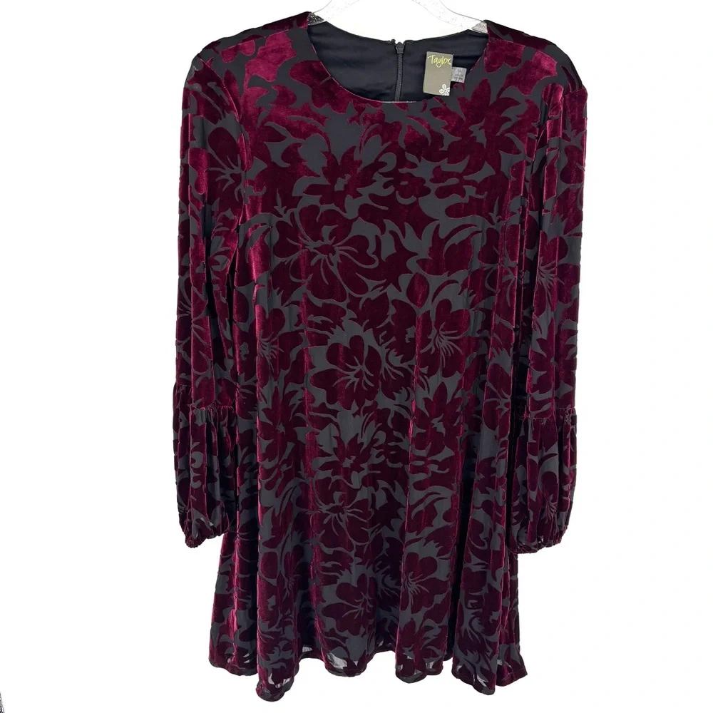 Taylor Velvet Burnout Floral Flocked Shift Dress Size 14 Whimsigoth Fairy Grunge